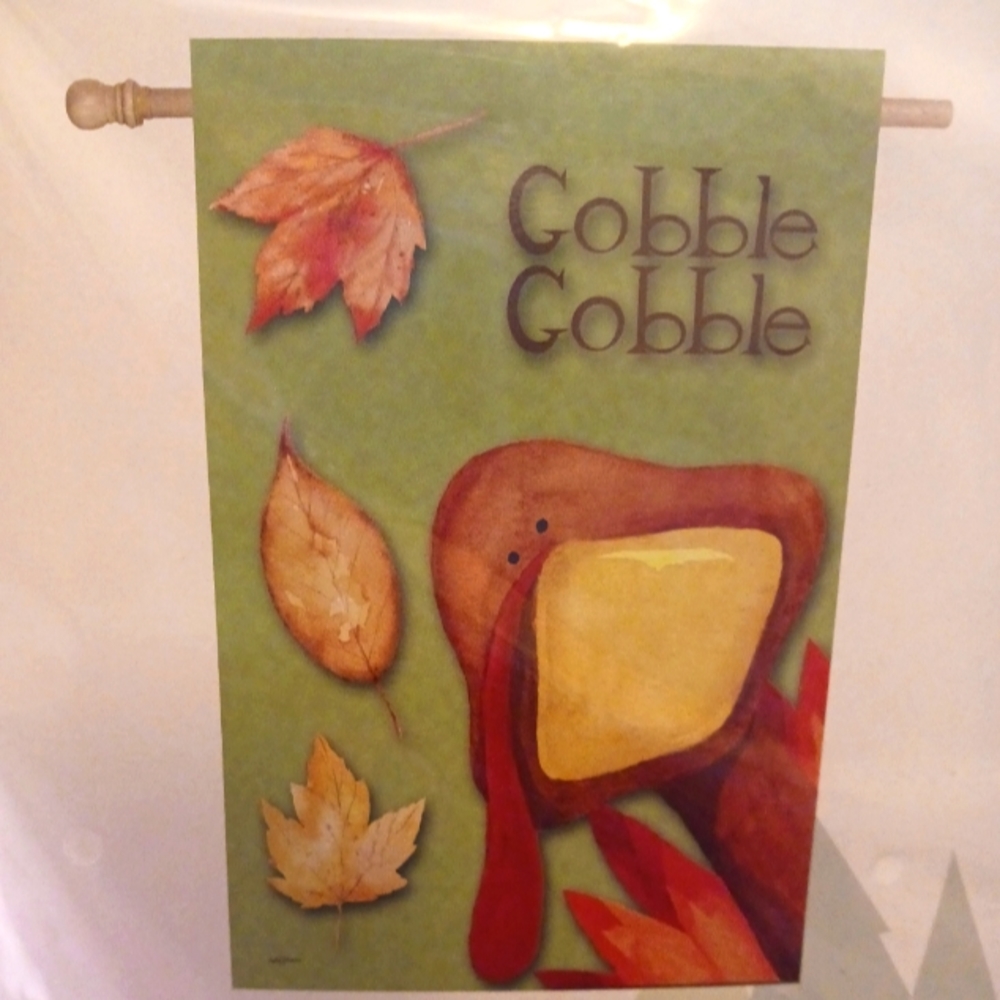 Fall / Thanksgiving GOBBLE GOBBLE House Flag 29 x 43 2-sided